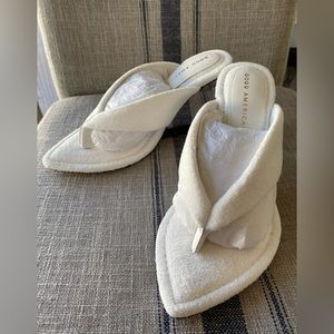 NWT Good American Heels Womens Sz 6.5 Whte Terry Cinder F*cking Rella Wedge